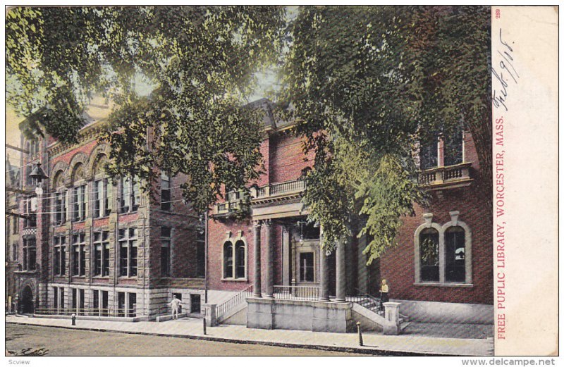 WORCESTER, Massachusetts; Free Public Library, PU-1908