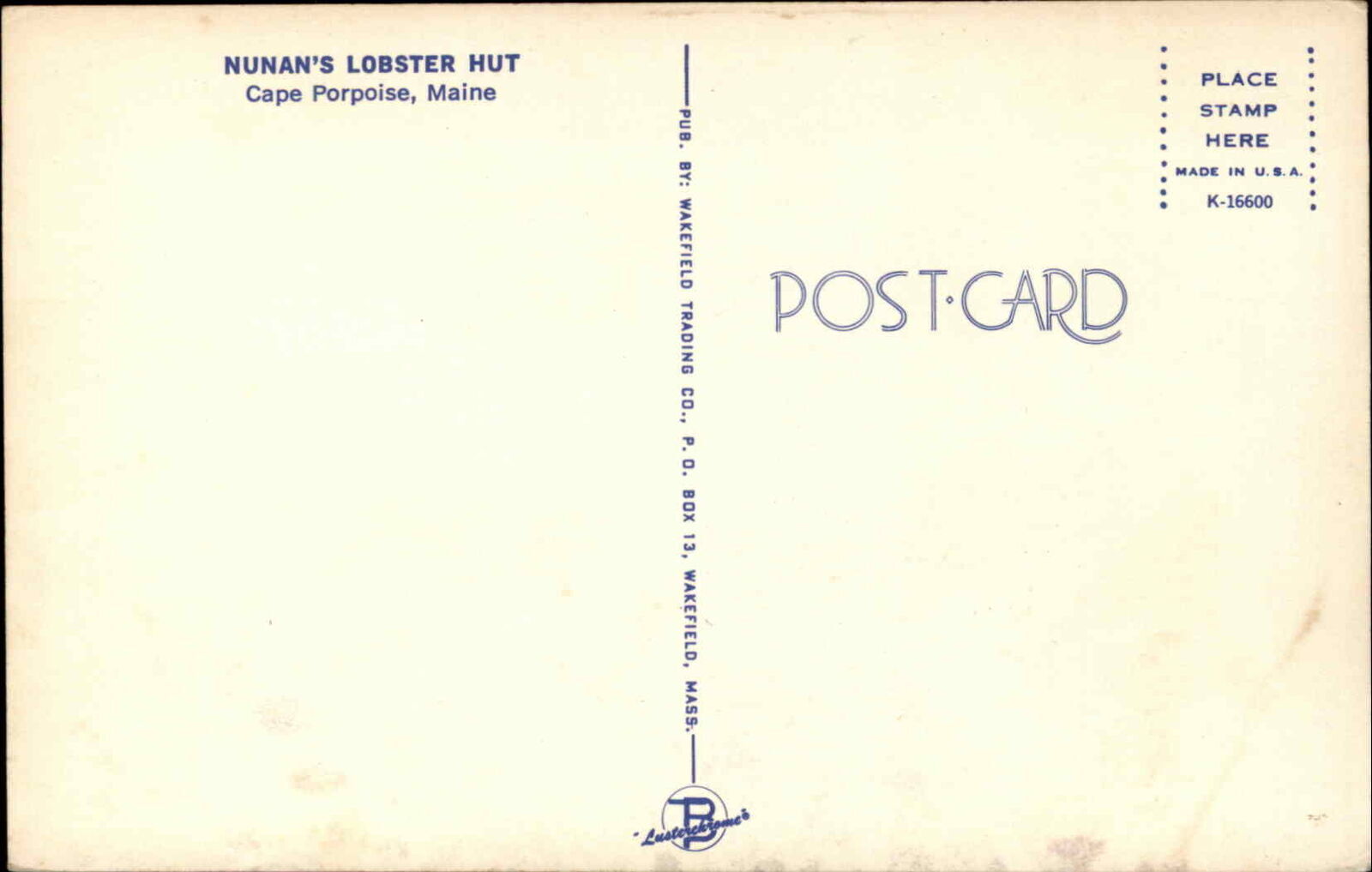 Cape Porpoise Maine ME Nunan's Lobster Hut Vintage Postcard United States Maine Other