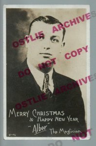 Pittsburgh PA RPPC 1944 ADVERTISING Magic Act MAGICIAN CHRISTMAS CARD Autograph