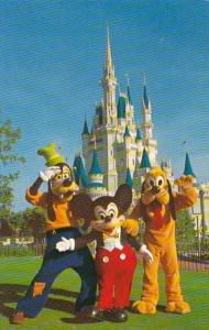 Walt Disney World Mickey Mouse Goofy & Pluto At Cinderella Castle