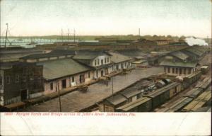 Jacksonville FL RR Train Freight Yards & Bridge c1905 Postcard