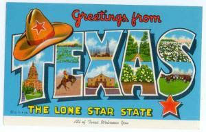 Greetings from TEXAS The Lone Star State LARGE LETTERS TX