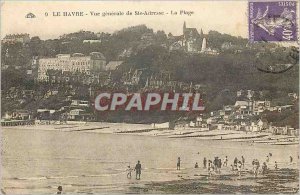 Old Postcard Le Havre General view of Ste Adresse The Beach