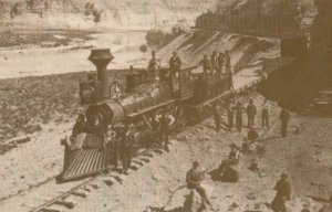 Train on Railroad at Palisades Green River Charles Savage RPC Postcard