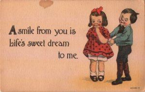 romance postcard: A Smile From You Is Life's Sweet Dream to Me