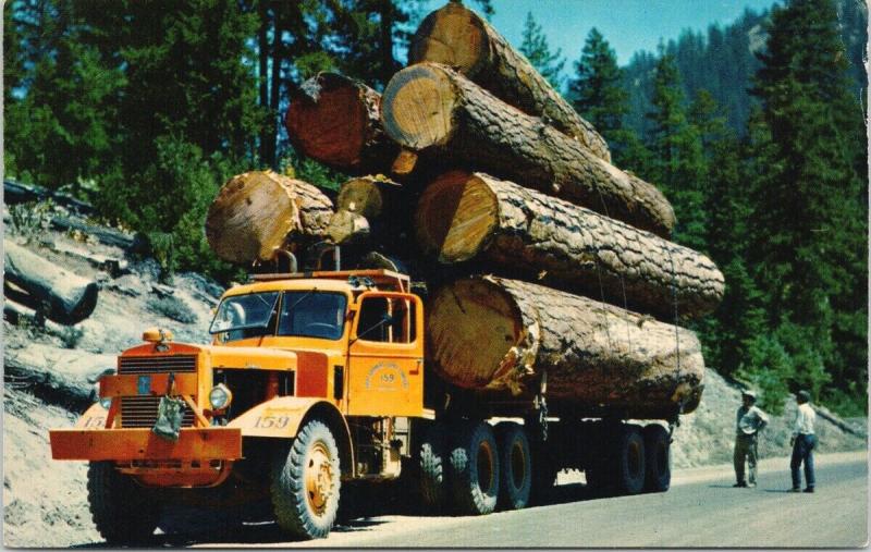 Logging Truck Huge Trees Orange Lumber UNUSED Vintage J. Boyd Ellis Postcard D97