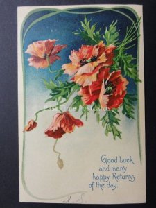 Poppies Postcard: Good Luck........c1902 UB B.W.300 - Donation to R.B.L.