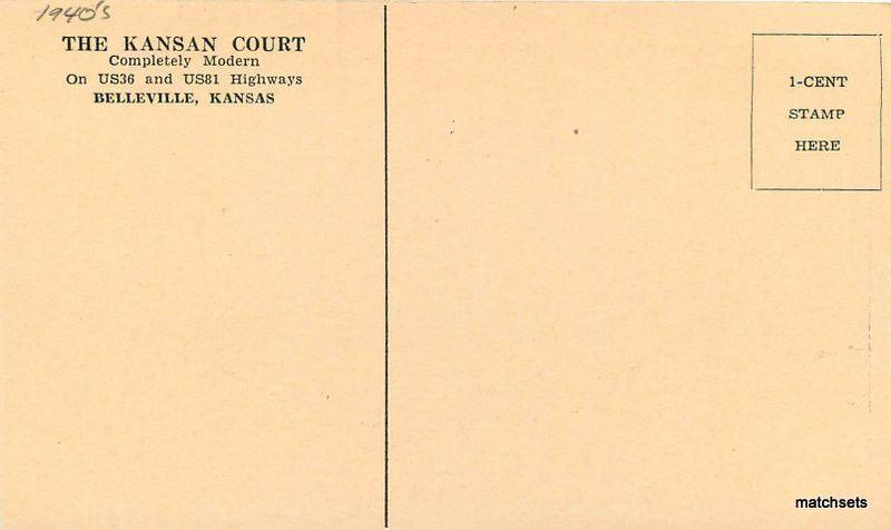 1940s BELLEVILE KANSAS Kansas Court Postcard 2219