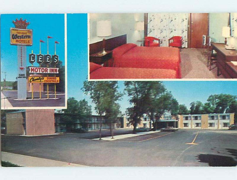 Unused Pre-1980 OLD CARS & LEE'S MOTOR INN MOTEL Chamberlain SD s3452-12