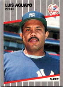 1989 Fleer Baseball Card Luis Aguayo New York Yankees sk21032