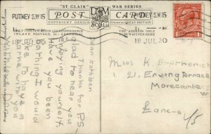 Little Patriotic British Boy Flag Sword Pith Helmet Lawson Wood Postcard c1915