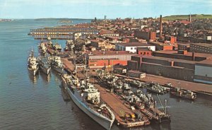 Halifax, Nova Scotia Canada  HARBOUR Bird's Eye View  SHIPS~Warehouses  Postcard