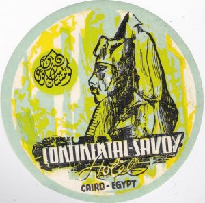 Egypt Cairo Continental Savoy Hotel Vintage Luggage Label lbl0470