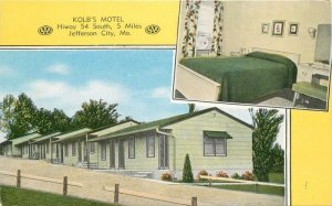 1950s Missouri Jefferson City Kolb's Motel roadside Kropp Postcard 22-11572