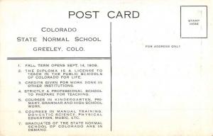 Greeley Colorado State Normal School Courtyard Antique Postcard K66116