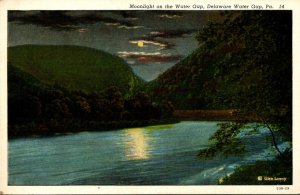 Pennsylvania Delaware Water Gap Moonlight On The Water Gap Curteich