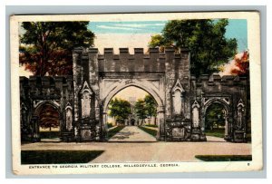Vintage 1937 Postcard Entrance to Georgia Military College Milledgeville Georgia