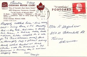 Postcard MOTEL SCENE South Burnaby British Columbia BC AI8056