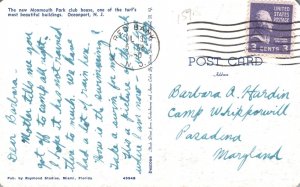 Vintage Postcard 1950's New Monmouth Park Club House Oceanport New Jersey NJ