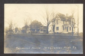 RPPC STRAWBERRY POINT IOWA RESIDENCE STREET SCENE VINTAGE REAL PHOTO POSTCARD