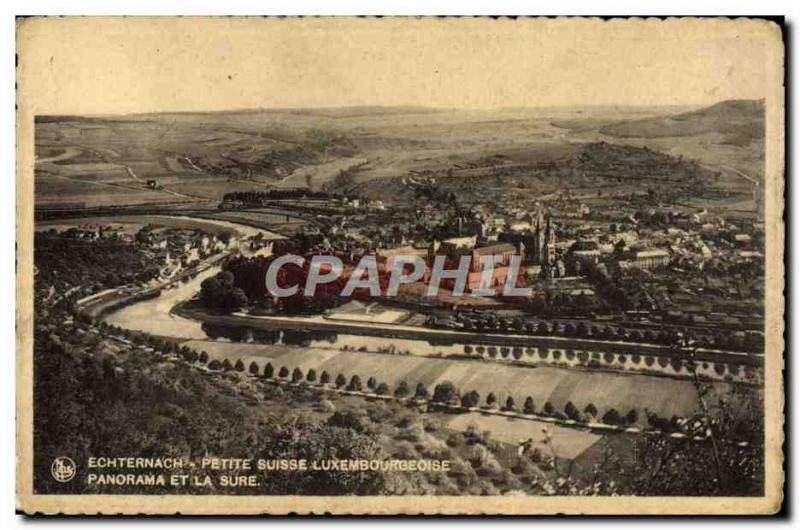 VINTAGE POSTCARD Swiss Echternach Small Luxembourg Panorama