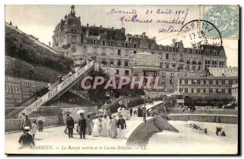 Biarritz Old Postcard Mobile ramp and the Bellevue Casino