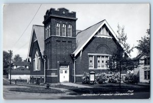 Clarence Iowa IA Postcard RPPC Photo Methodist Church Scene Street c1950's