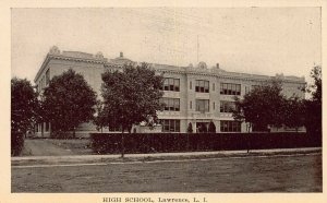 High School, Lawrence, Long Island, New York, Early Postcard, Unused