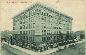 Postcard; Anderson IN Union Building Block View Store Window Displays Madison Co