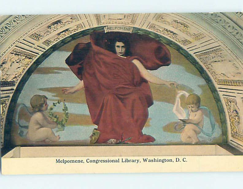 Divided Back POSTCARD OF PAINTING AT CONGRESSIONAL LIBRARY Washington DC hs2436