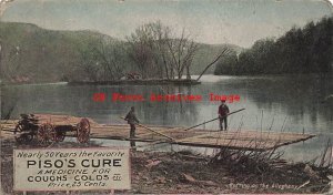 Advertising Postcard, Piso's Cure Medicine for Coughs Colds, Building Raft