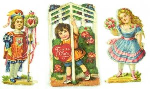 1880's-90's Die Cut Small Kids Valentine Love Victorian Cards Lot of 8 PD80