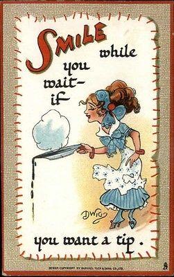 Tuck Smile While You Wait A/S DWIG Comic c1910 Postcard