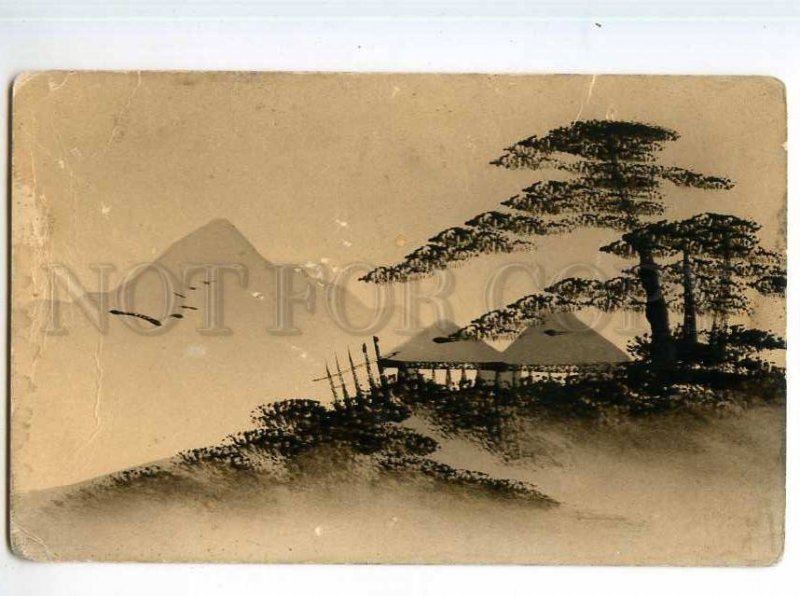 247880 JAPAN ART en partie hand paint OLD silhouette postcard