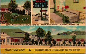 Linen Postcard Multiple Views of Plaza Motor Court in Roanoke, Virginia