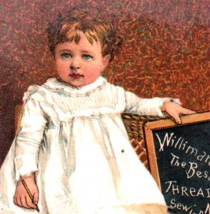 1880s Willimantic Sewing Thread Adorable Baby White Dress F115