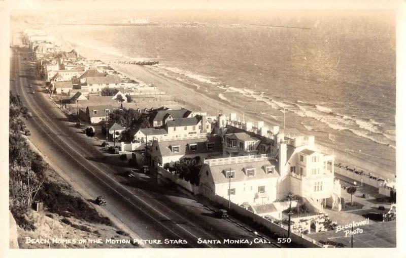 Santa Monica California aerial view movie stars beach homes real photo pc Z22717