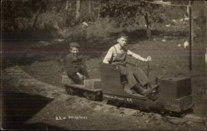Kids on Toy or Homemade RR Train? Fillmore St. RR RPPC Fillmore NY 1914