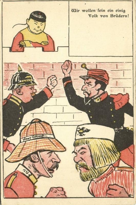 china, BOXER REBELLION, Caricature, Fighting Allies, Smiling Chinese Man (1899)