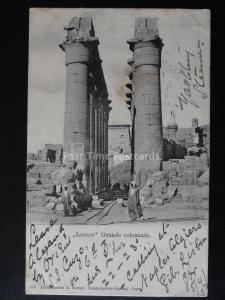 Egypt LOUXOR Grande Colonnade Shows EXCERVATION RAIL TRACK c1902 by Lichtonstern