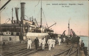 Lagos Nigeria West Africa Wharf Steamer Steamship c1910 Vintage Postcard
