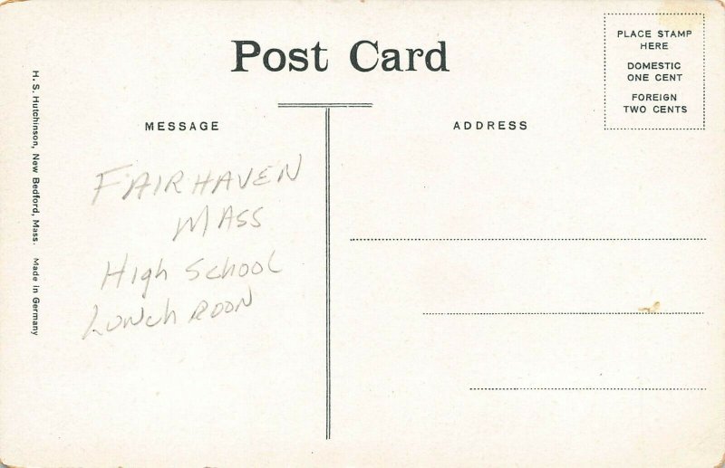 LPS51 FAIRHAVEN Massachusetts High School Lunch Room Interior View Postcard
