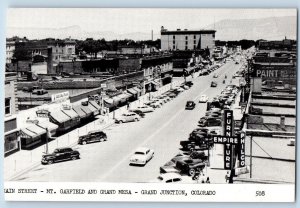 Grand Junction Colorado Postcard Main Street Garfield Grand Mesa c1940 Vintage