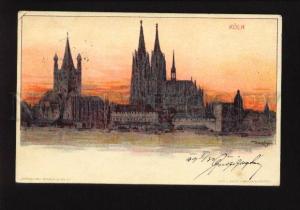 073809 GERMANY Koln Vintage lithograph real posted PC