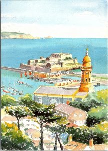 VINTAGE CONTINENTAL SIZE POSTCARD VIEW FROM VICTORIA TOWER GUERNSEY BRITAIN