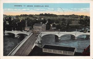 Zanesville Ohio 1931 Postcard Concrete Y Bridge Muskingum County