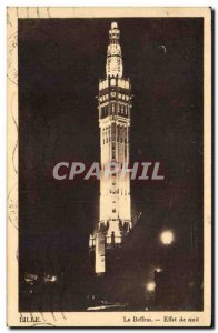 Old Postcard Lille Belfry Night Effect