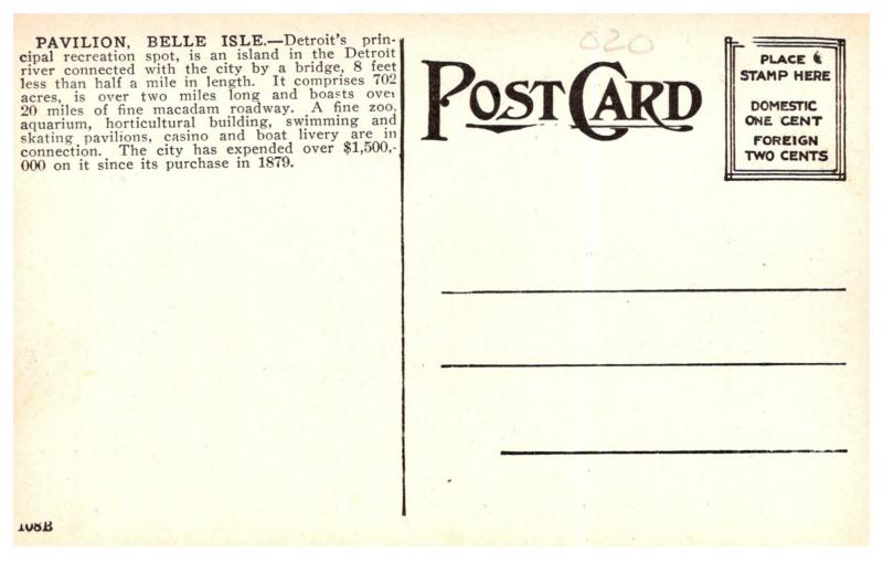Michigan  Detroit ,Pavilion on Belle Isle