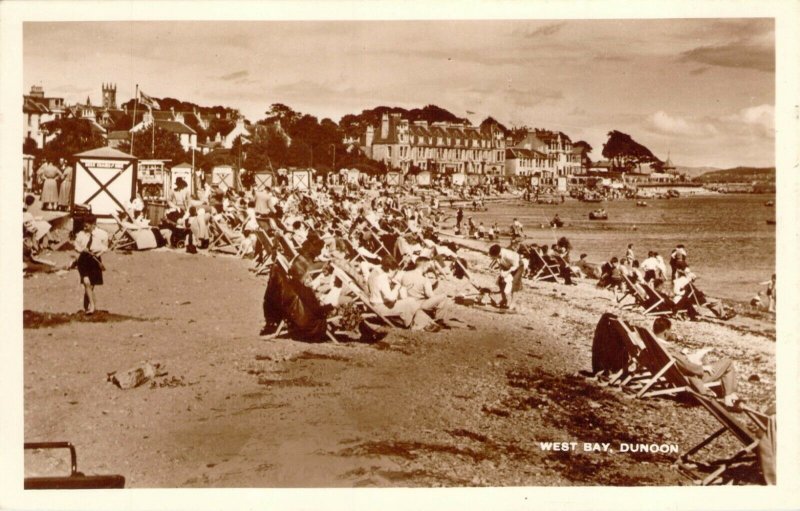 RPPC West Bay Dunoon Argyll Scotland Beach Scene Unused Real Photo Postcard