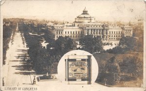 J25/ Washington D.C. RPPC Postcard Library of Congress Olive Oil Advertising 60